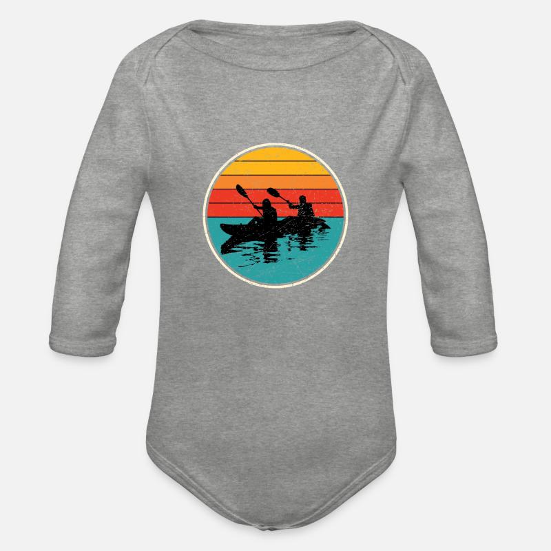 Sunset Kayak Duo Circle - Organic Longsleeve Baby Bodysuit - heather grey