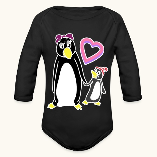 Śmieszne Pingwin Mama Babcia Prezent Pomysł Dzień Matki - Ekologiczne body niemowlęce z długim rękawem