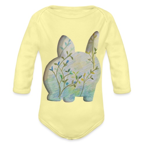 Rabbit in the spring - Organic Longsleeve Baby Bodysuit