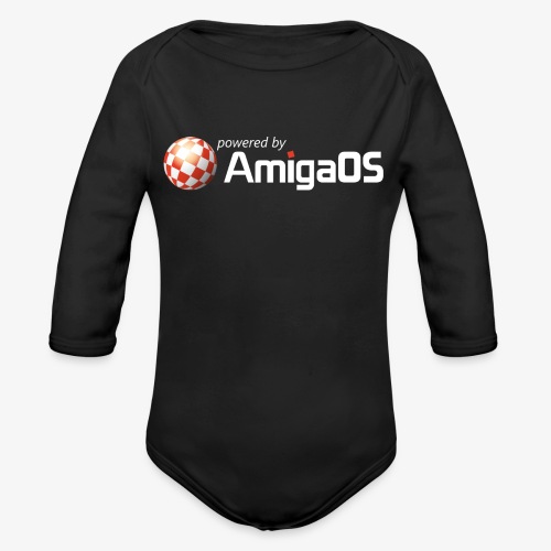 PoweredByAmigaOS white - Organic Longsleeve Baby Bodysuit