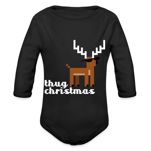Christmas Xmas Deer Pixel Funny - Organic Longsleeve Baby Bodysuit