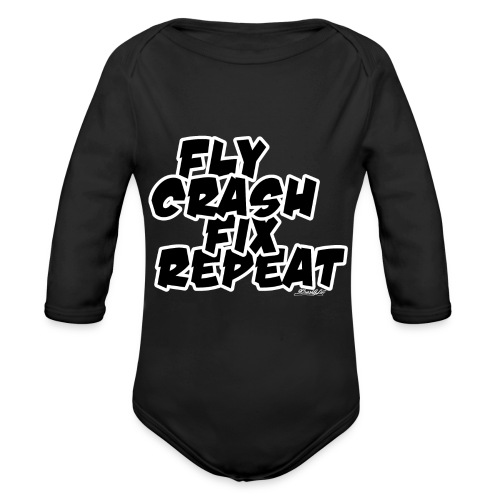 FlyCrashFixRepeat signed - Organic Longsleeve Baby Bodysuit