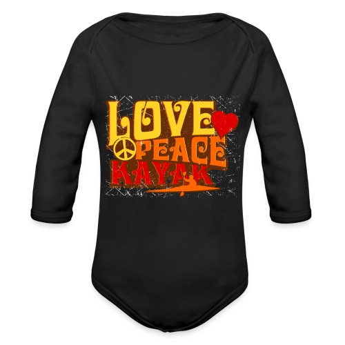 peace love kayak revised and final - Organic Longsleeve Baby Bodysuit