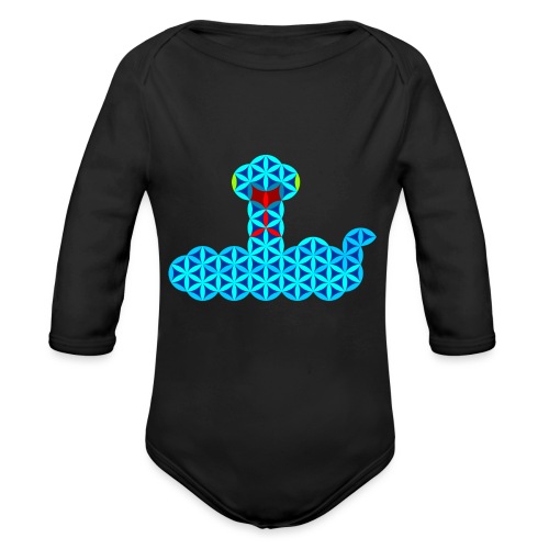 The Snake of Life - Sacred Animals - V/Blue - Organic Longsleeve Baby Bodysuit