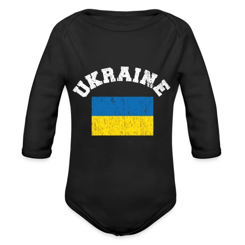 ukraina flaga distwhite - Ekologiczne body niemowlęce z długim rękawem