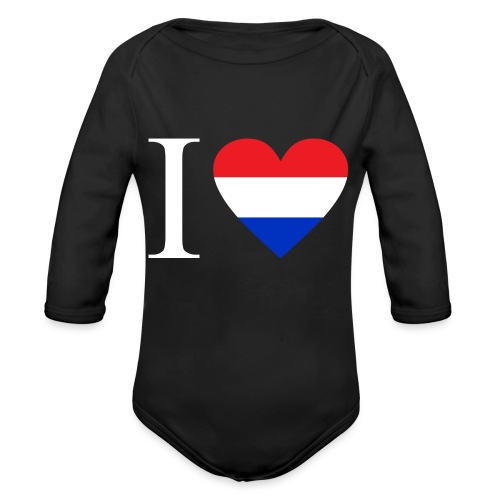 Ik hou van Nederland | Hart met rood wit blauw - Baby bio-rompertje met lange mouwen