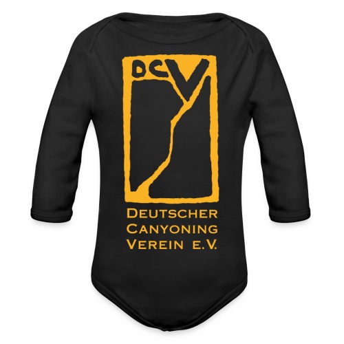 DCV T-Shirt Gruendungslogo Goldgelb und Schrift - Baby Bio-Langarm-Body