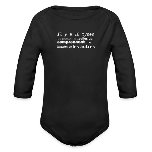 T-shirt geek/gamer humour binaire - Body Bébé bio manches longues