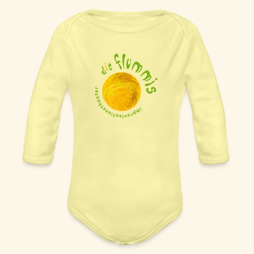 Flummi Logo rund gelb - Baby Bio-Langarm-Body