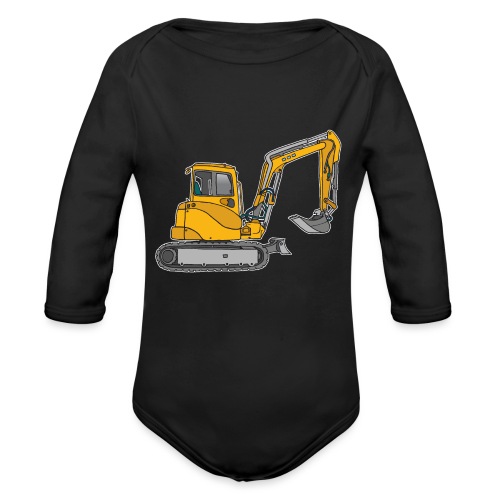 BAGGER, gelbe Baumaschine mit Schaufel und Ketten - Baby Bio-Langarm-Body