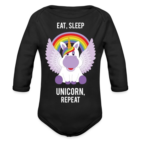 Eat, sleep, unicorn, repeat - Baby bio-rompertje met lange mouwen