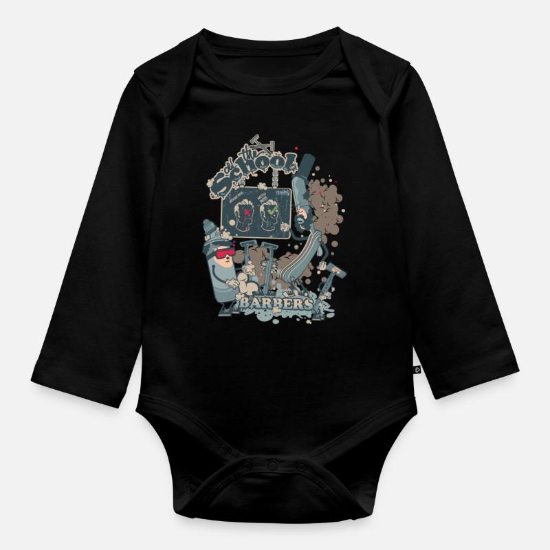 barbers shop - Body Bébé bio manches longues - noir