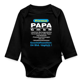 BD - Firma Papa GmbH - Kostenfrei Lebenslang - - Baby Bio-Langarm-Body - Schwarz - Vorne