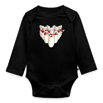 FD - Kegelen Bowling - diese Angst Pins bringen - Baby Bio-Langarm-Body - Schwarz - Vorne