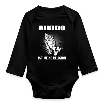 Aïkido - ma religion - Body Bébé bio manches longues - noir - Devant