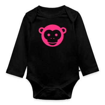 APE head baby - Organic Longsleeve Baby Bodysuit - black - Front