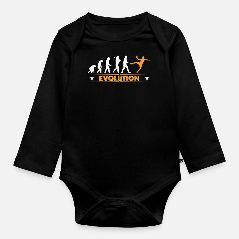 Handball Evolution - orange/weiss - Baby Bio-Langarm-Body - Schwarz