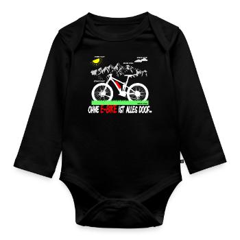 Ohne e-bike ist alles doof - Baby Bio-Langarm-Body - Schwarz - Vorne