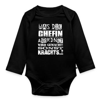 Beruf - Was die Chefin anordnet, wird gemacht - Baby Bio-Langarm-Body - Schwarz - Vorne