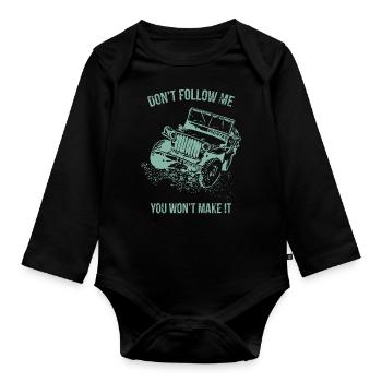 Suivez-moi Jeep voiture - Body Bébé bio manches longues - noir - Devant