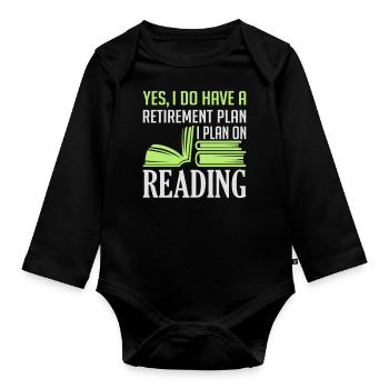 Plan on Reading - Organic Longsleeve Baby Bodysuit - black - Front