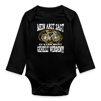 mein arzt rennrad - Baby Bio-Langarm-Body - Schwarz - Vorne