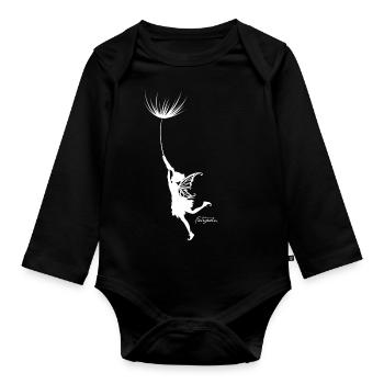 Vom Winde verweht Feen Motiv mit Pusteblumen Samen - Baby Bio-Langarm-Body - Schwarz - Vorne
