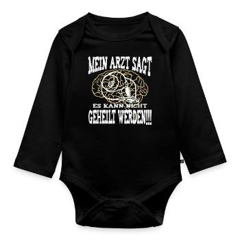 mein arzt turbo - Baby Bio-Langarm-Body - Schwarz - Vorne