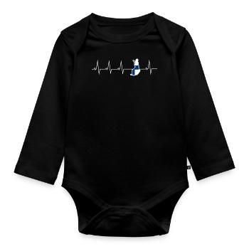 Ich liebe Finnland - Herzschlag - Baby Bio-Langarm-Body - Schwarz - Vorne