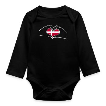Ich liebe Dänemark - Herz Hände - Baby Bio-Langarm-Body - Schwarz - Vorne