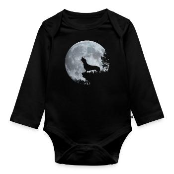 Dackel Mond - Baby Bio-Langarm-Body - Schwarz - Vorne