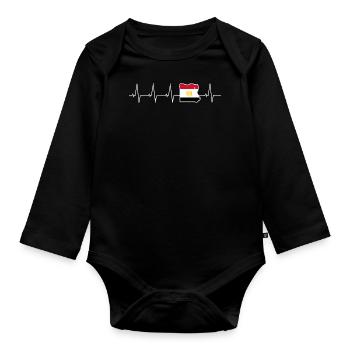 Ich liebe Egypt - Ägypten - Herzschlag - Baby Bio-Langarm-Body - Schwarz - Vorne