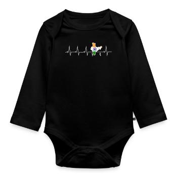 I love India - heartbeat - Organic Longsleeve Baby Bodysuit - black - Front