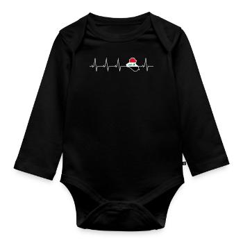 I love Iraq - heartbeat - Organic Longsleeve Baby Bodysuit - black - Front