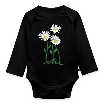 marguerite - Body Bébé bio manches longues - noir - Devant