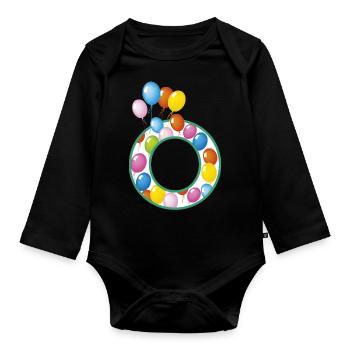 letter O balloons - Organic Longsleeve Baby Bodysuit - black - Front