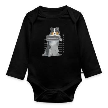Australian Shepherd heartbreaker dog gift - Organic Longsleeve Baby Bodysuit - black - Front
