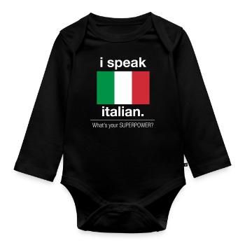 Ich spreche italienisch - Baby Bio-Langarm-Body - Schwarz - Vorne