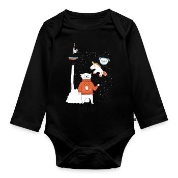 Berliner Bär | Winter am Fernsehturm| littlepublic - Baby Bio-Langarm-Body - Schwarz - Vorne