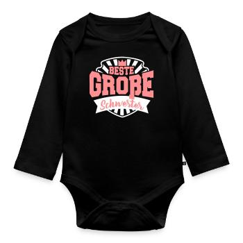 Best big sister - siblings - family child - Organic Longsleeve Baby Bodysuit - black - Front
