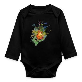 Guitar Electric Guitar Amplifier Les Paul Gift - Organic Longsleeve Baby Bodysuit - black - Front