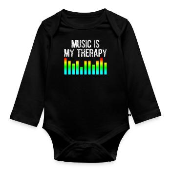Music Is My Therapy - Baby Bio-Langarm-Body - Schwarz - Vorne
