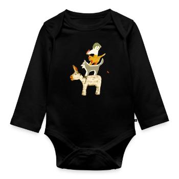 Bremer Stadtmusikanten - Baby Bio-Langarm-Body - Schwarz - Vorne