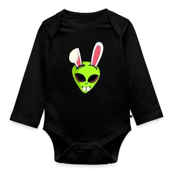 Alien alien Easter bunny Easter gift Ha - Organic Longsleeve Baby Bodysuit - black - Front