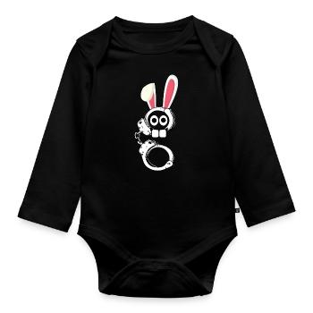 Handschellen Osterhase Ostern Geschenk Hase - Baby Bio-Langarm-Body - Schwarz - Vorne