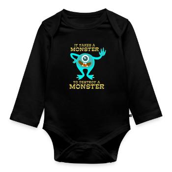Monster - Creepy - Destroy - Gift - Organic Longsleeve Baby Bodysuit - black - Front