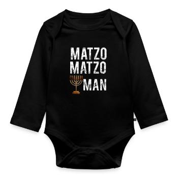 Matzo Matzo Funny MENORAH HANUKKAH - Baby Bio-Langarm-Body - Schwarz - Vorne