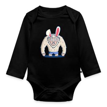 BigFoot Sasquatch Ostern Hase Geschenk T-Shirt - Baby Bio-Langarm-Body - Schwarz - Vorne