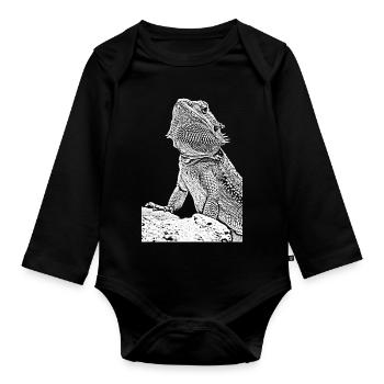 Bartagamen die Echse - Baby Bio-Langarm-Body - Schwarz - Vorne