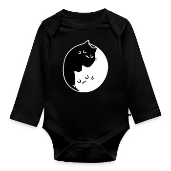Idée de cadeau de chats de Ying Yang - Body Bébé bio manches longues - noir - Devant